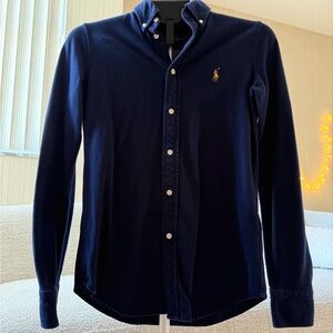 Polo by Ralph Lauren Navy Button-Down Blouse